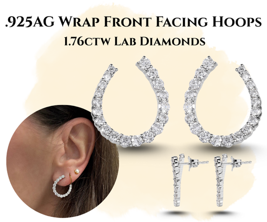 1.76CTW Silver Front Facing Hoops