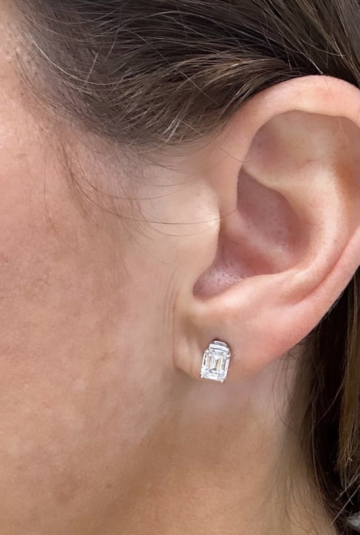 2ctw Emerald Cut Lab Diamond Stud Earrings