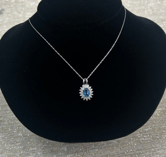 Sapphire Diamond Starburst Pendant