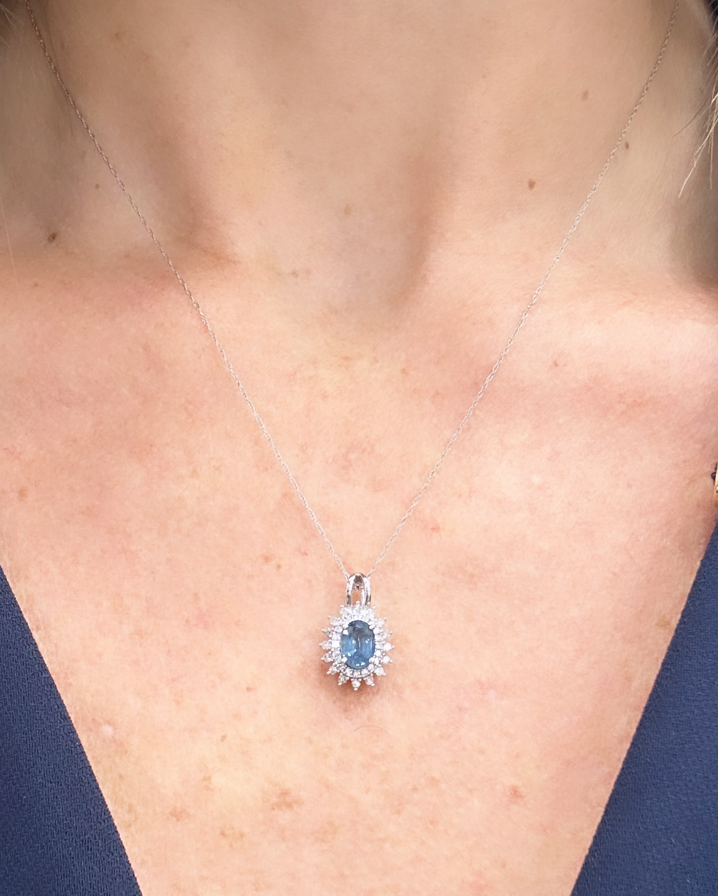 Sapphire Diamond Starburst Pendant