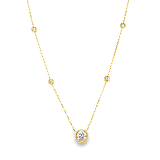 Sterling Silver Gold Plated 0.57ctw Lab Grown Diamonds Bezel Set Necklace 16"-18"