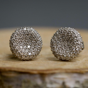 Button Pave Diamond Post Earrings!