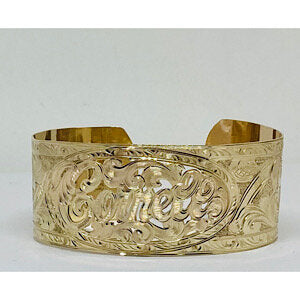 1" Wide 10kt 21g Yellow Gold Raised Cuff Bracelet