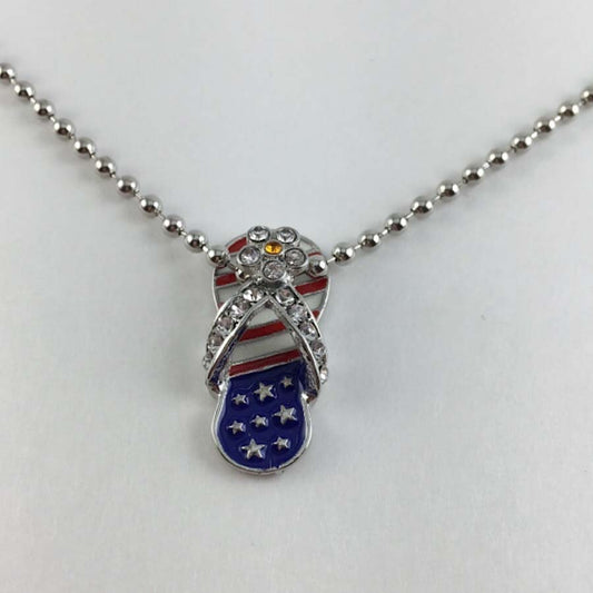 Patriotic Flip Flop Bling Necklace