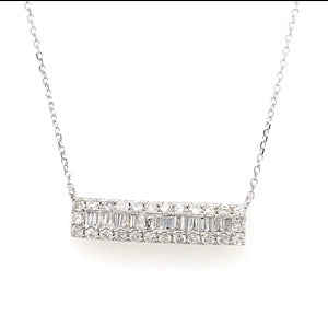 14kt White Gold Bar Necklace Containing Approx. .80ctw Diamonds