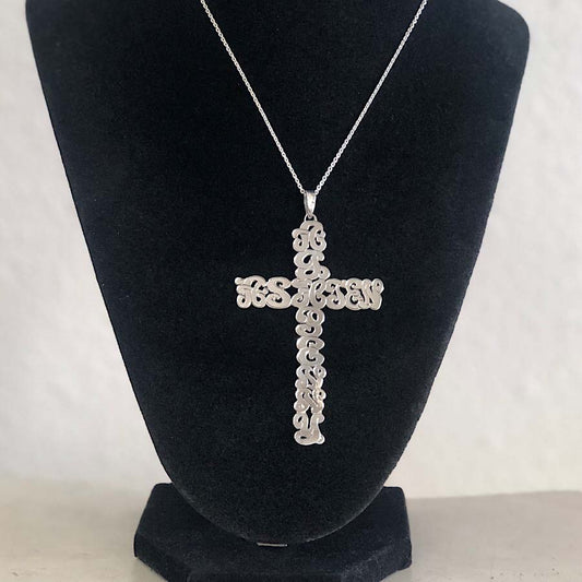 Silver Monogram Name Cross