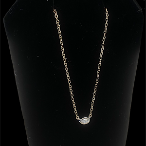 10kt Yellow Gold Marquise Solitaire Necklace