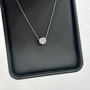 14kt White Gold 1ctw Round Diamond Solitaire Necklace