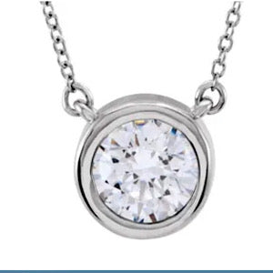 14kt White Gold 1ctw Round Diamond Solitaire Necklace