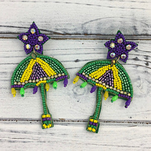 Mardi Gras Umbrella Earrings