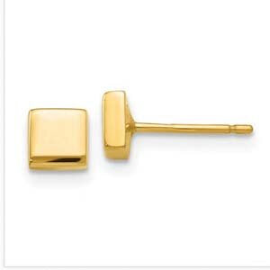 14k Polished Square Post Earring