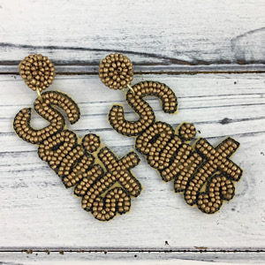 Gold Bead Saints Earrings!