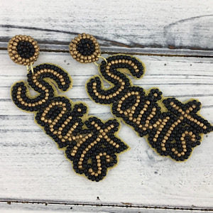 Black and Gold Saints Earrings!