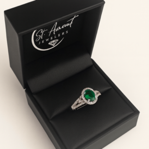 Natural Emerald Oval Shape Diamond Ring