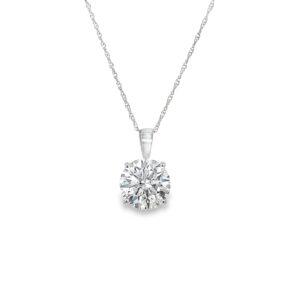 14k White Gold 1ct Round Lab Grown Solitaire Pendant
