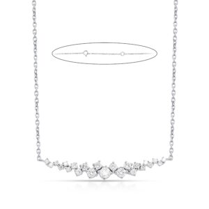 LAB GROWN! 14k WG 3.3g 1.00ctw LAB GROWN Round Scattered Smile Necklace