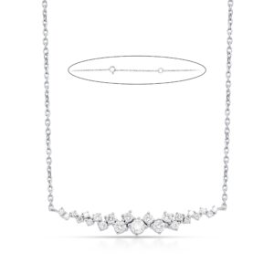 LAB GROWN! 14k WG 3.3g 1.00ctw LAB GROWN Round Scattered Smile Necklace