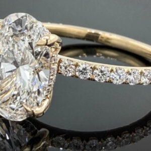 Oval Accented Solitaire With Hidden Halo Set In Yellow Gold