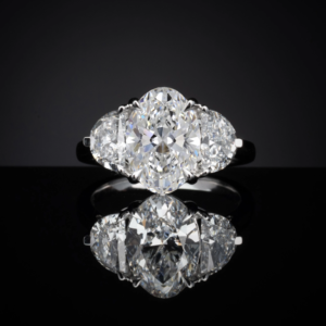 3 Stone Lab Grown 3ct Oval & 2 Half Moons!
