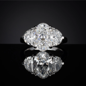 3 Stone Lab Grown 3ct Oval & 2 Half Moons! Made To Order!
