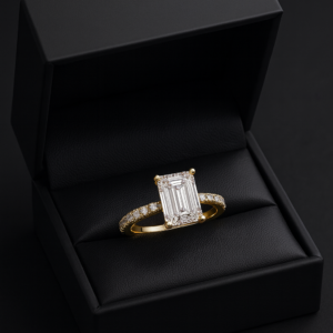 Emerald Lab Grown Diamond Accented Solitaire