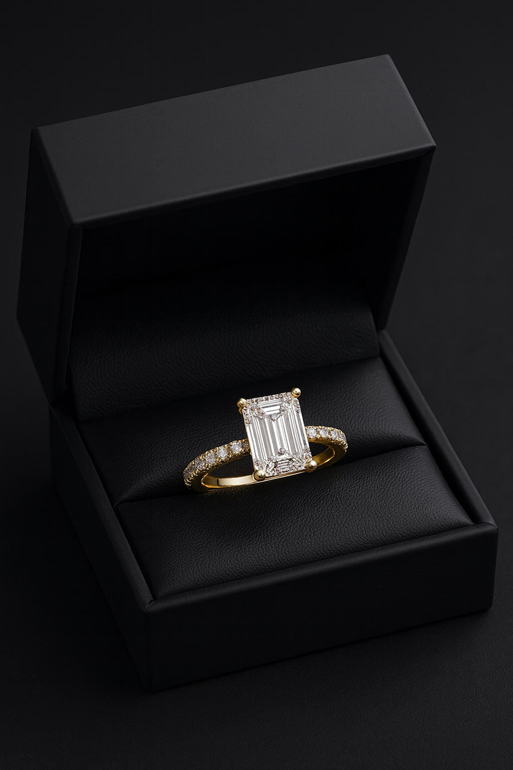 Emerald Lab Grown Diamond Accented Solitaire