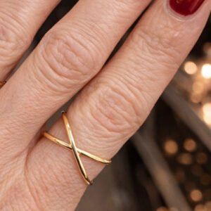 14k Polished Double Crisscross Ring