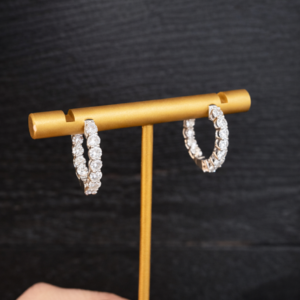 14KT White Gold 3/4in Lab Grown Diamond Hoops