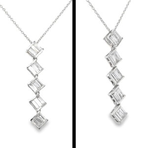 .95CTW Lab Grown Emerald Shape Diamond Set In Silver