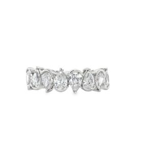 14k WG 4g 1.58ctw Pear Shape Lab Grown Diamond Half Bezel Alternating 8-Stone Band