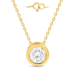 14k Yellow Gold 1.00ctw Round Lab Grown Diamond Bezel Set
