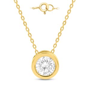 14k Yellow Gold 1.00ctw Round Lab Grown Diamond Bezel Set