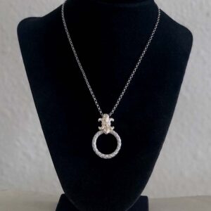 Plated Silver and Gold Circle Fleur De Lis