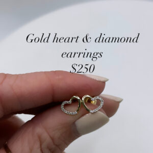 14kt Yellow gold Diamond Heart Earrings