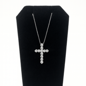 14KT White Gold 1CTW Lab Grown Diamond Cross
