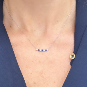 Diamond and Sapphire Diamond Bar Necklace