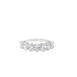 Silver 2.25CTW Lab Grown Oval Diamond 7 Stone Ring