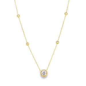Sterling Silver Gold Plated 0.57ctw Lab Grown Diamonds Bezel Set Necklace 16"-18"