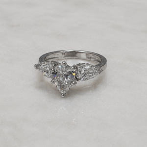 14KT White Gold 2.51ct Three Pear Diamond Ring