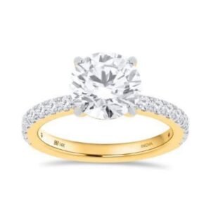 14k Yellow Gold 3.50ctw Round Brilliant Cut Lab Grown Diamond Accented Shank