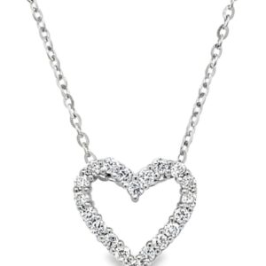 Silver .925AG 0.25ctw Round Brilliant Cut Lab Grown Diamond Heart Pendant w/chain