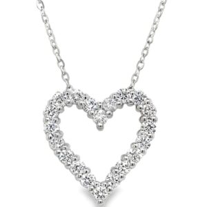 Silver .925AG 0.50ctw Round Brilliant Cut Lab Grown Diamond Heart Pendant w/chain
