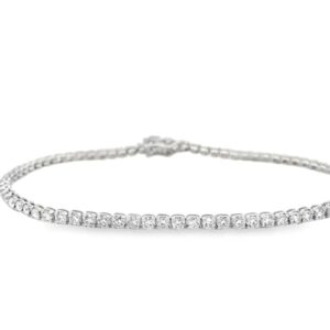 Silver .925AG 3.00ctw Round Brilliant Cut Lab Grown Diamond Classic Prong Tennis Bracelet