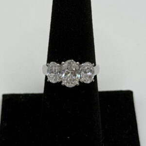 14KT White Gold 3.12ct Three Oval Diamond Ring