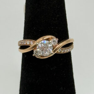 14K Rose Gold 1ct Spiral Twist Diamond Ring