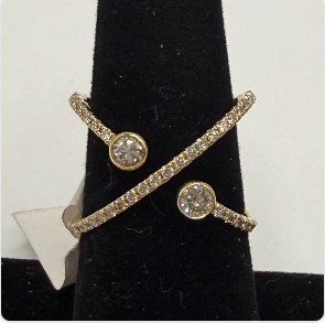 14Kt 0.60ct Yellow Gold Wrap Around X Ring