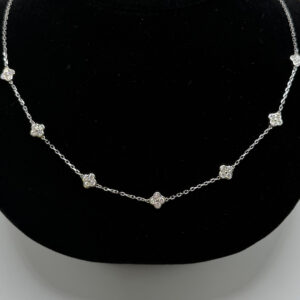 Silver 1ct Lab Grown Diamond Clover Necklace