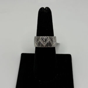 Silver 0.10ct Natural Diamond Zig Zag Design Band
