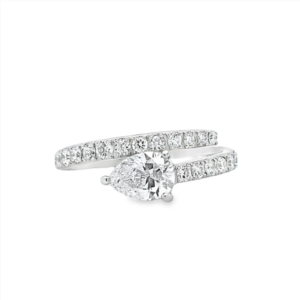 Silver 1.20ctw Round Brilliant Cut Lab Grown Diamond Accented with Pear Shape End Snake Wrap Ring