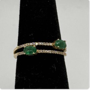 14KT Yellow Gold Two Green Stones
